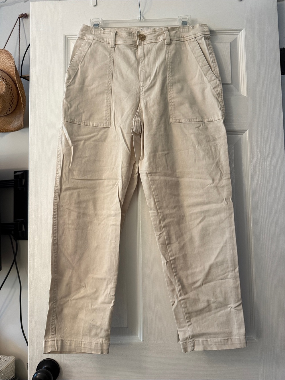 a new day Cream Utility Capris with Front Patch Pockets